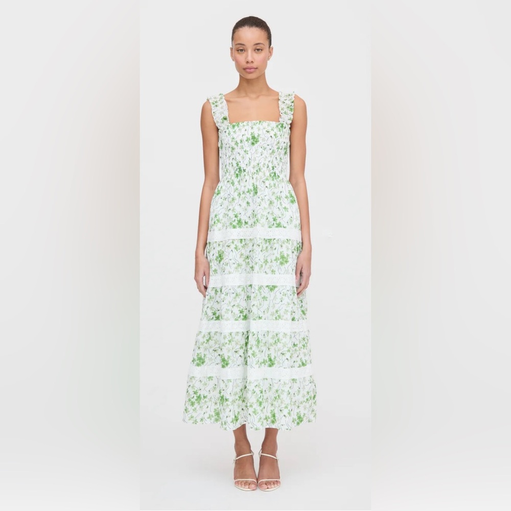 Hill House The Kimmy Nap Dress in Green Sweet Peas, NWT